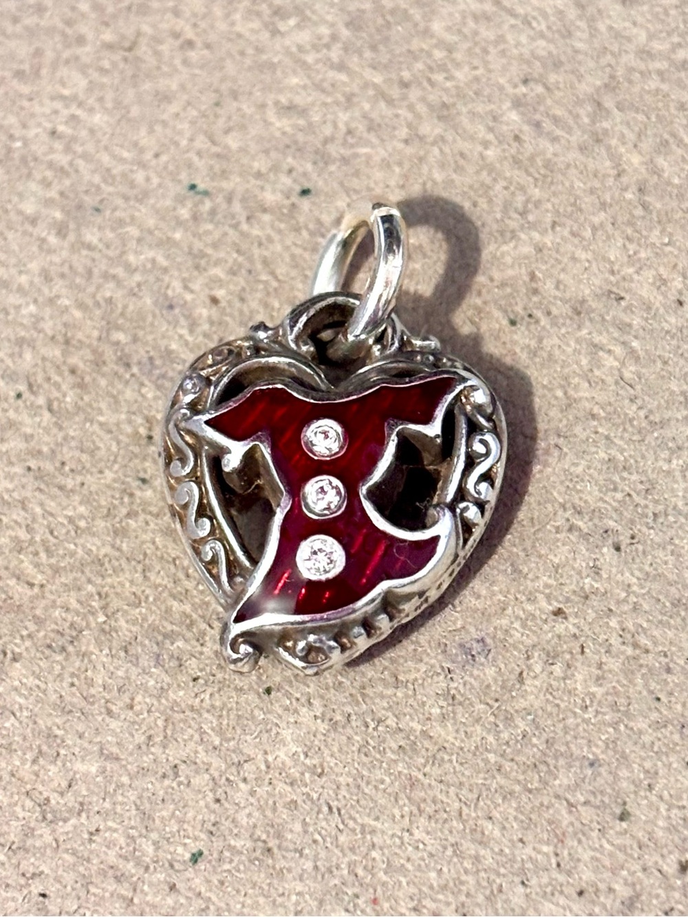 🆕Listing! 🆕 Brighton Go Red Dress charm Custom made Red enamel Crystal buttons